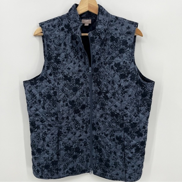 J Jill L Full Zip Blue Quilted Vest - Picture 1 of 7